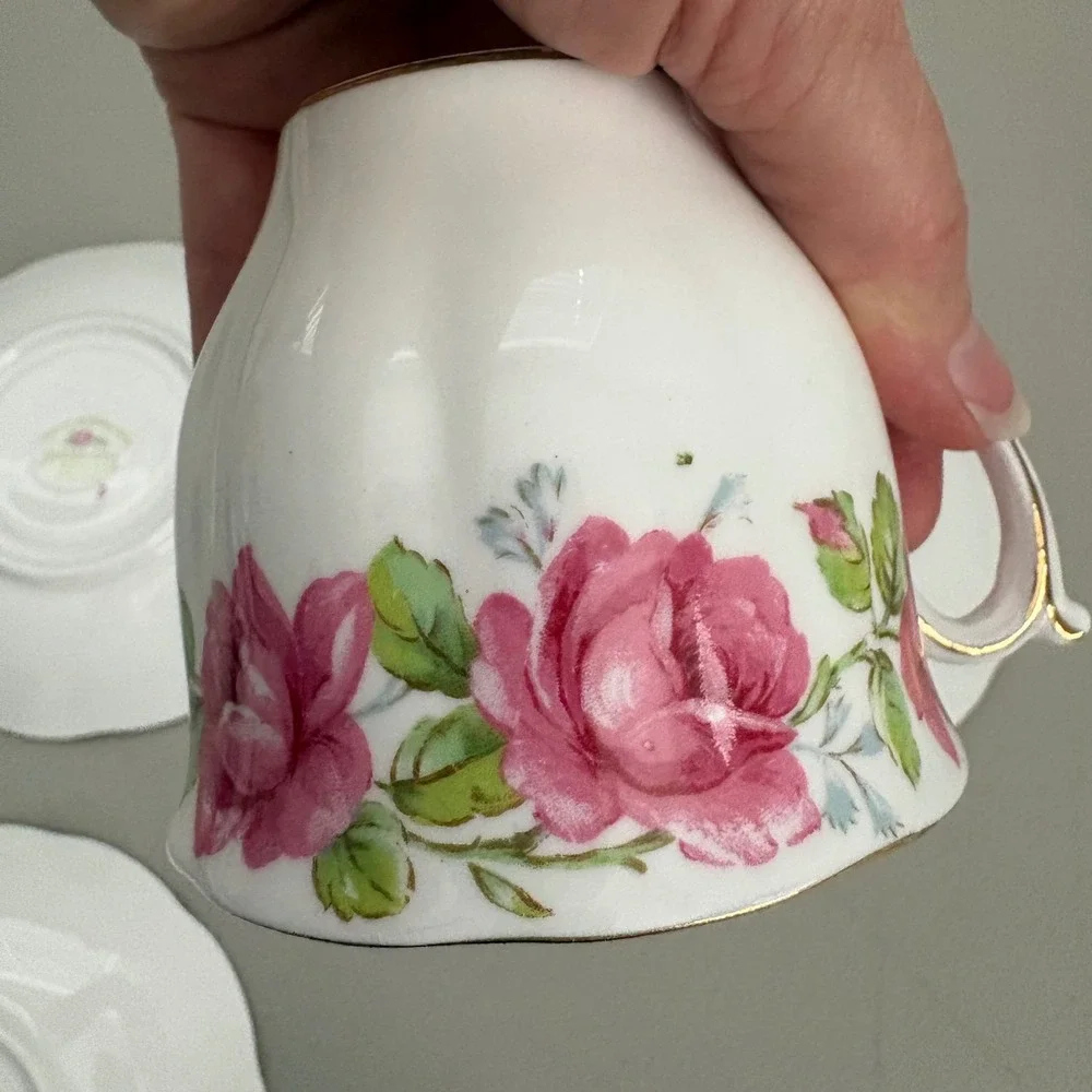 Queen Anne Bell China Lady Alexander Rose Teacup Saucer Bowl Set 5pc England